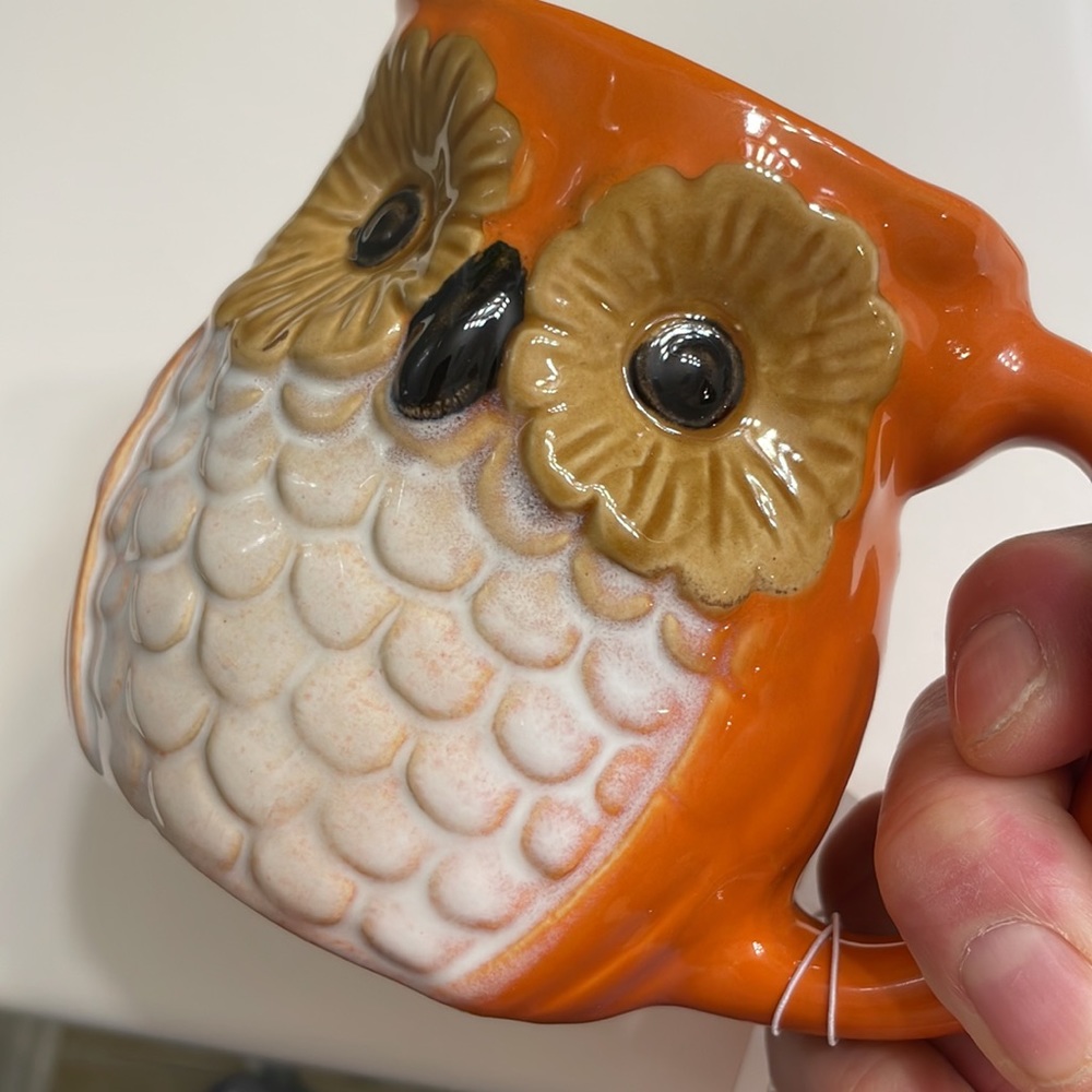 NEW ! Fall Fest Ceramic Figural owl coffee Mug Tea cup spice Orange Brown - Picture 8 of 8